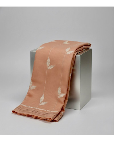 Coral Cotton Blend Saree  Peach Office Wear Saree  Cotton Saree with Leaf Embroidery  Casual Summer Saree for Women  Lightweight