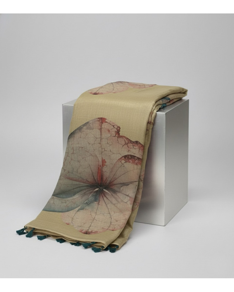 Olive Gold Tissue Silk Saree  Floral Print Tissue Saree  Designer Metallic Silk Saree  Wedding Wear Tissue Saree  Luxury Indian