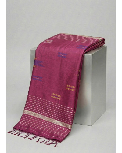 The Magenta Muse: Hand-Woven Silk Cotton Saree with Zari Borders