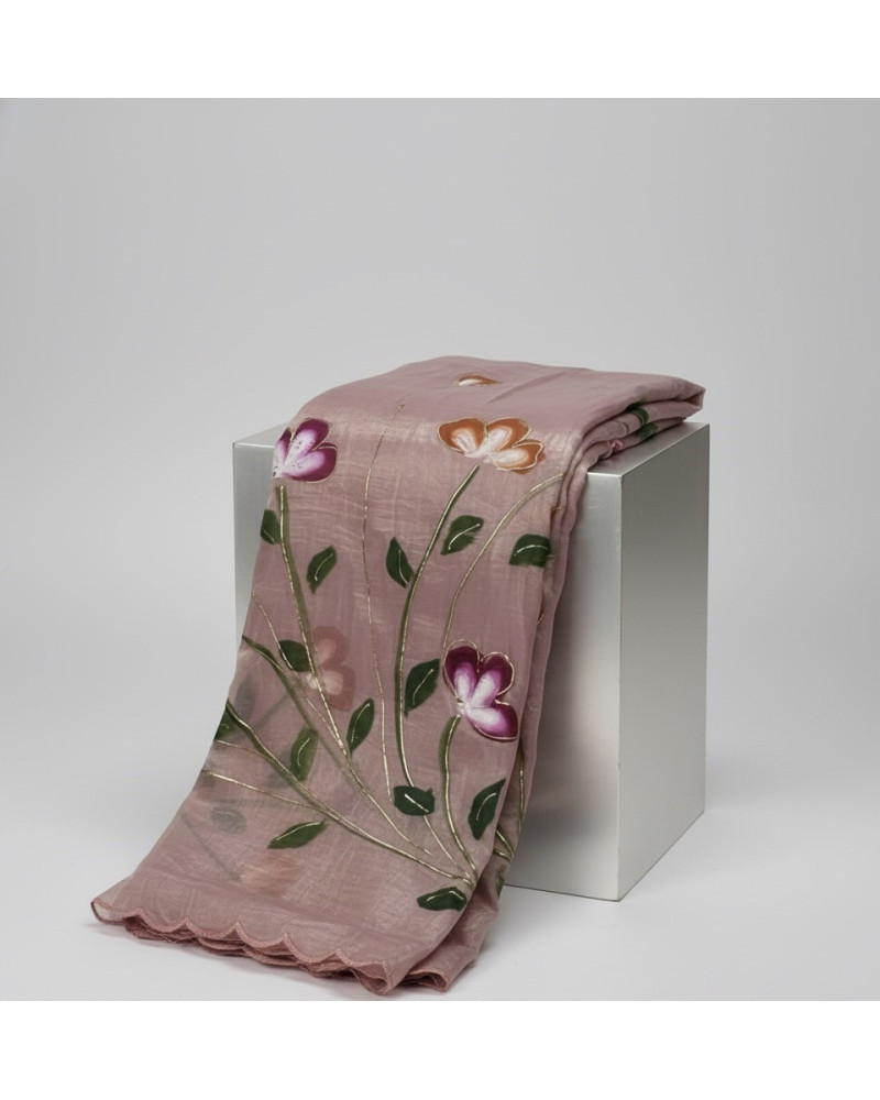 Onion Pink Tissue Organza Saree  Embroidered Organza Saree for Weddings  Shimmering Silk Organza Saree  Scalloped Border Designe